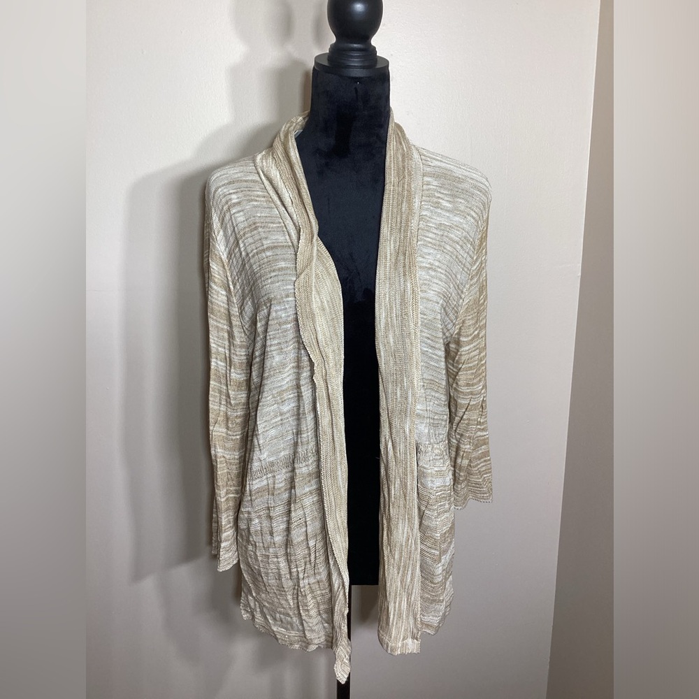 Covington Tan And White Marbled Open Cardigan Size XL